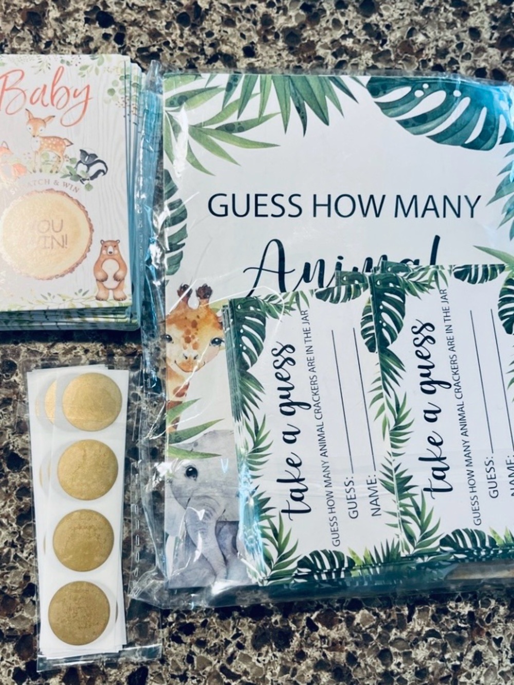 Baby Shower 'Guess How Many Animals' Game Set - scratch off and win